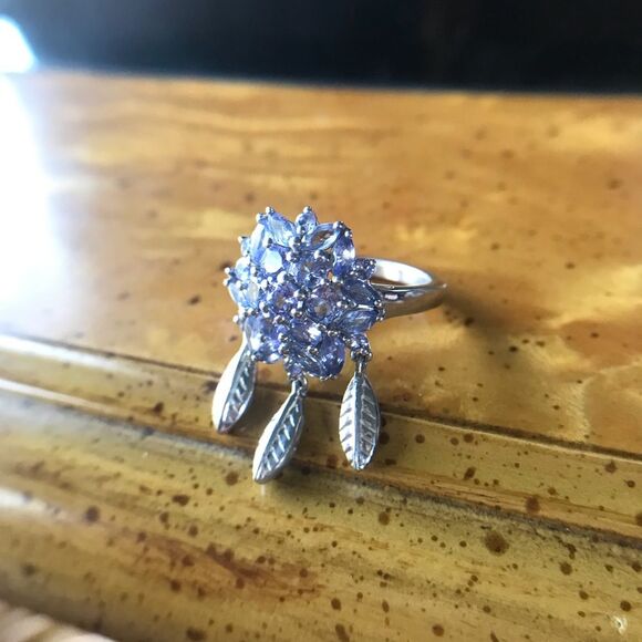Natural Tanzanite Sterling Silver Ring Size 6 - Picture 4 of 9